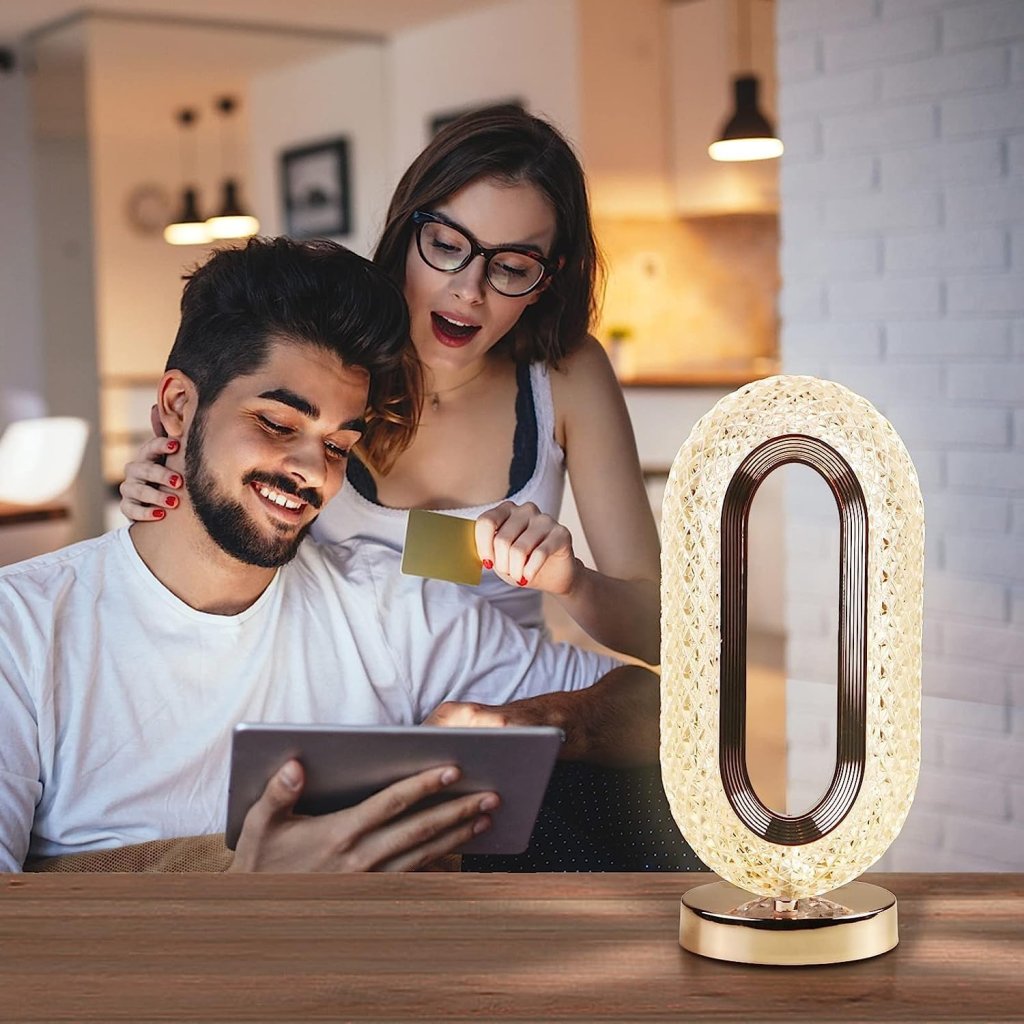 Luxury Oval Crystal LED Table Lamp For Home Decor