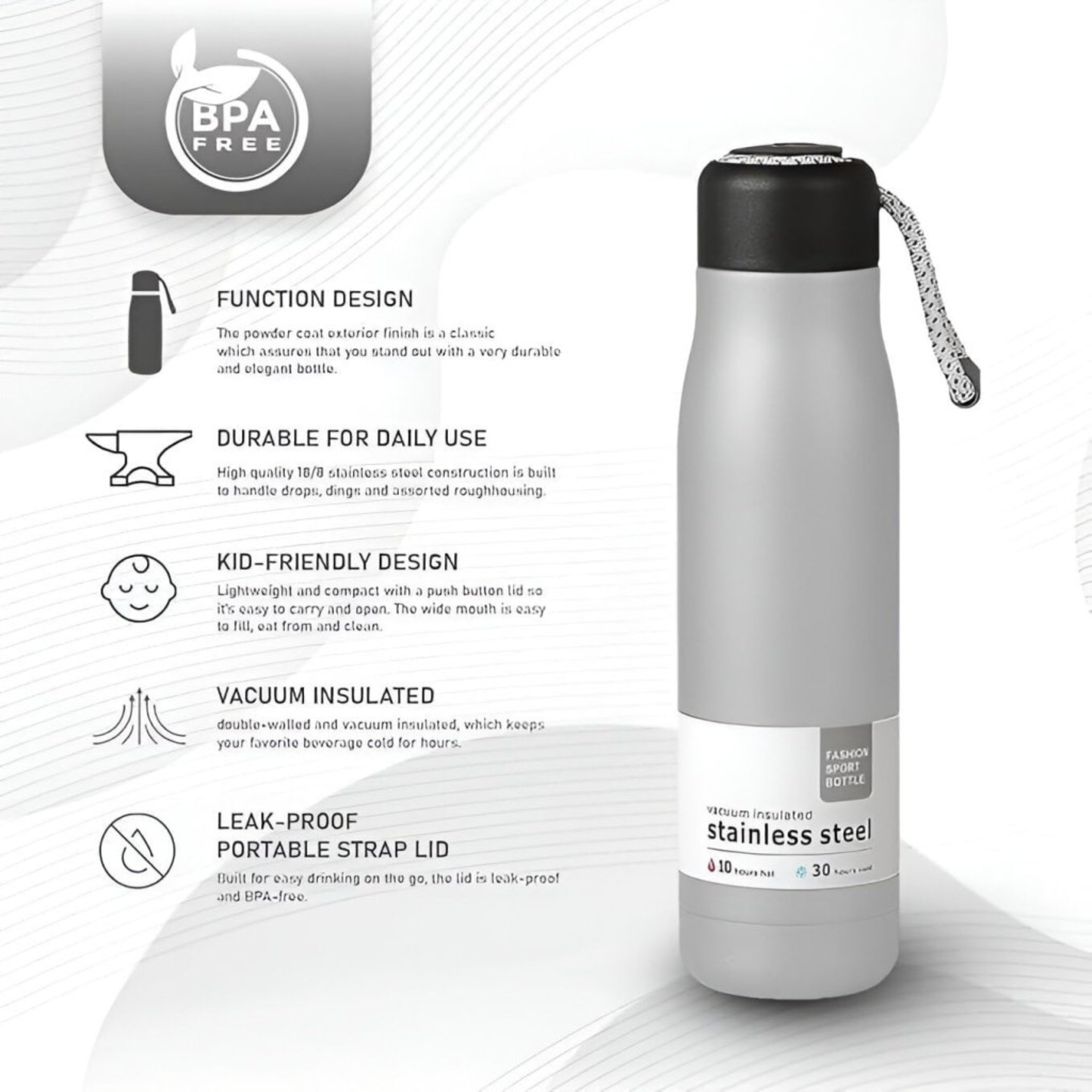 Aider Premium 550ml Insulated Steel Bottle – Keeps Drinks Ice Cold for 24 Hours