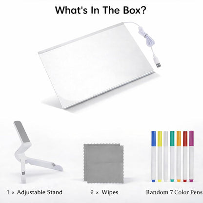 DIY 3D LED Writing Pad for Kids – Glow Board with Markers & USB Plug (20×20cm)