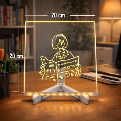 DIY 3D LED Writing Pad for Kids – Glow Board with Markers & USB Plug (20×20cm)