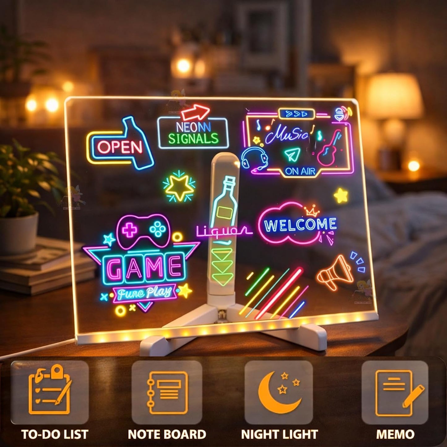 DIY 3D LED Writing Pad for Kids – Glow Board with Markers & USB Plug (20×20cm)