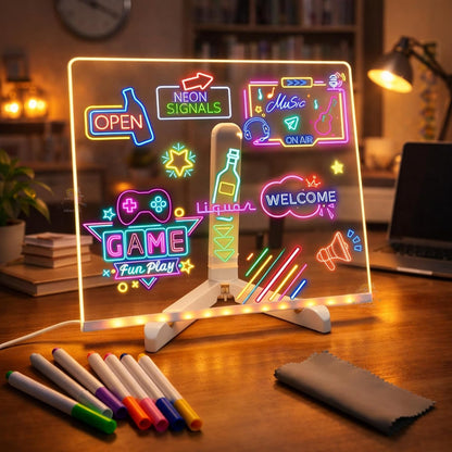 DIY 3D LED Writing Pad for Kids – Glow Board with Markers & USB Plug (20×20cm)