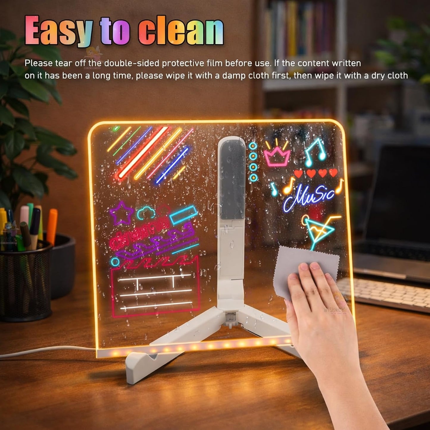 DIY 3D LED Writing Pad for Kids – Glow Board with Markers & USB Plug (20×20cm)