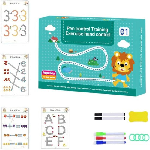 Aider Hand Writing Pen Control Training Practice Book 64 page | Magical Tracing Workbook Set | Preschool Educational Reusable Learning Book For Kids