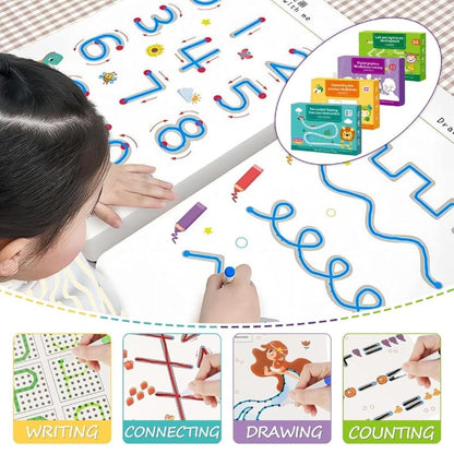 Aider Hand Writing Pen Control Training Practice Book 64 page | Magical Tracing Workbook Set | Preschool Educational Reusable Learning Book For Kids