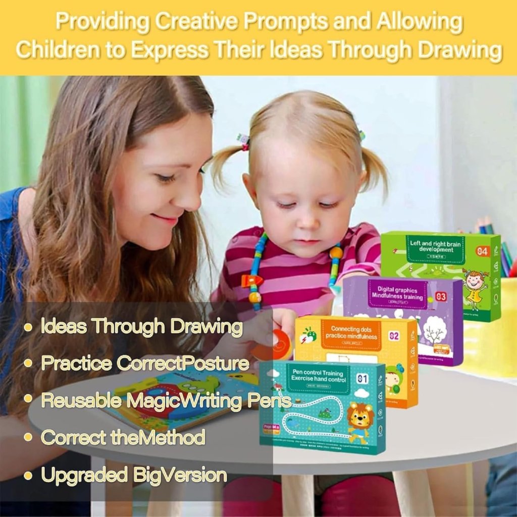 Aider Hand Writing Pen Control Training Practice Book 64 page | Magical Tracing Workbook Set | Preschool Educational Reusable Learning Book For Kids