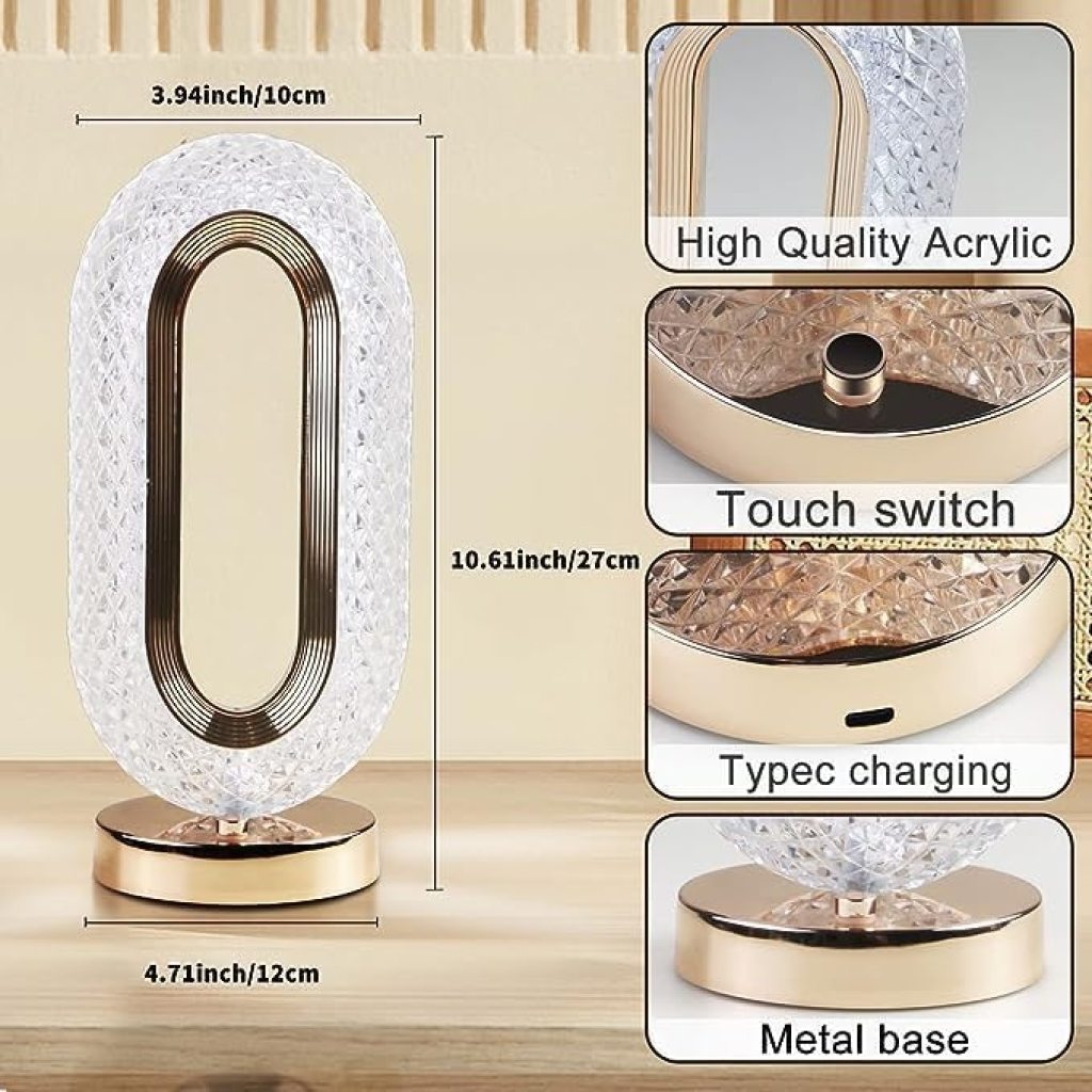 Aesthetic Crystal Bedside Lamp