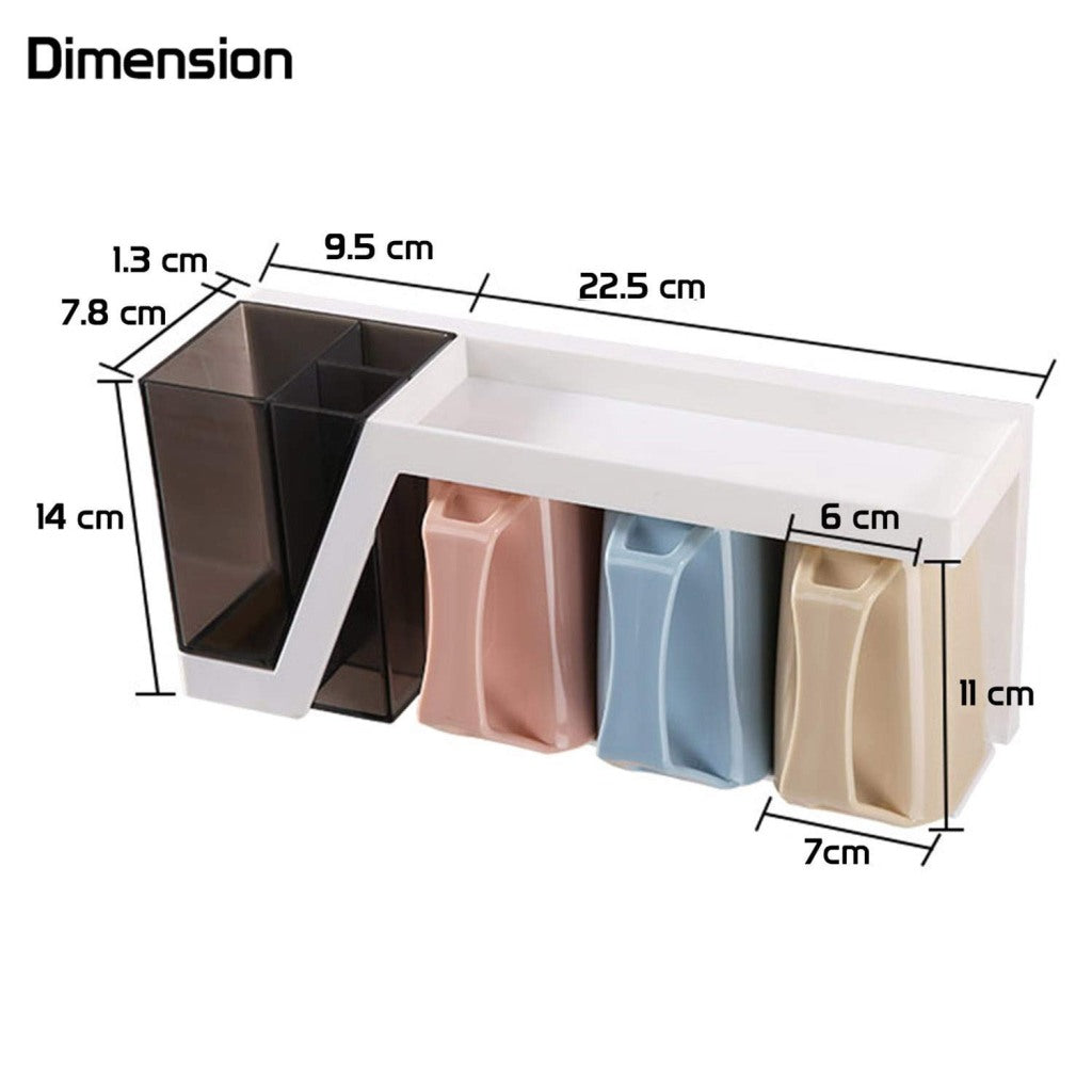 Aider 4 Cup Toothbrush Holder Bathroom Shelf Magic Sticker Series Bathroom Accessories