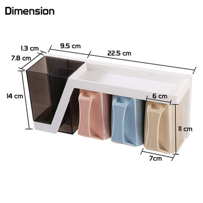 Aider 4 Cup Toothbrush Holder Bathroom Shelf Magic Sticker Series Bathroom Accessories