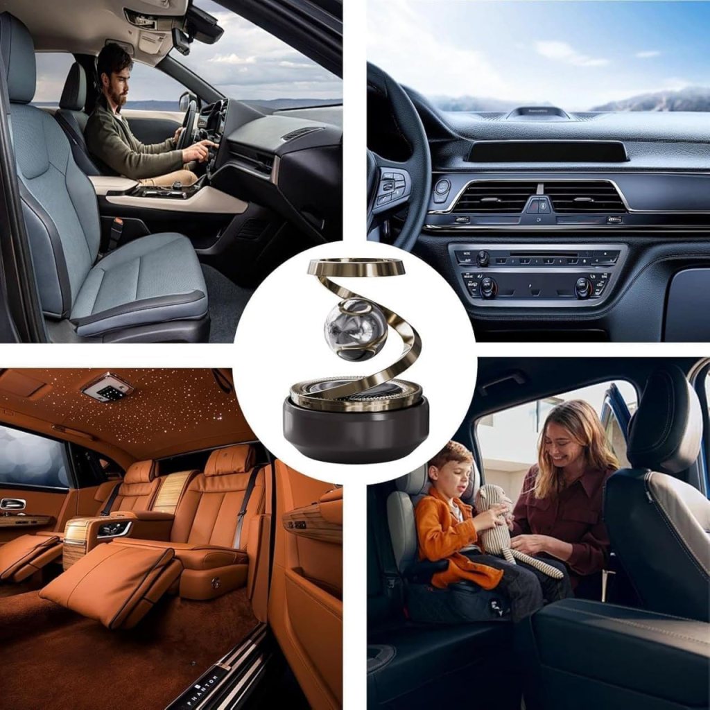 Solar Rotating Car Air Freshener – Refillable Dashboard Diffuser
