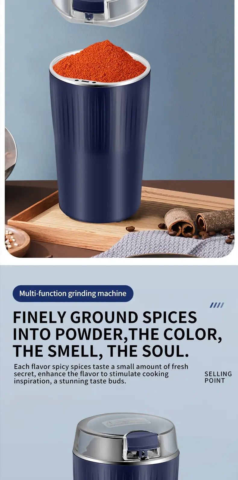 Aider Electric Coffee Grinder with Safe and Durable 304 Stainless Steel Blades,Fast Grinding for Coffee Beans, Dried Spice, Nuts, Herbs