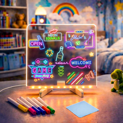 DIY 3D LED Writing Pad for Kids – Glow Board with Markers & USB Plug (20×20cm)